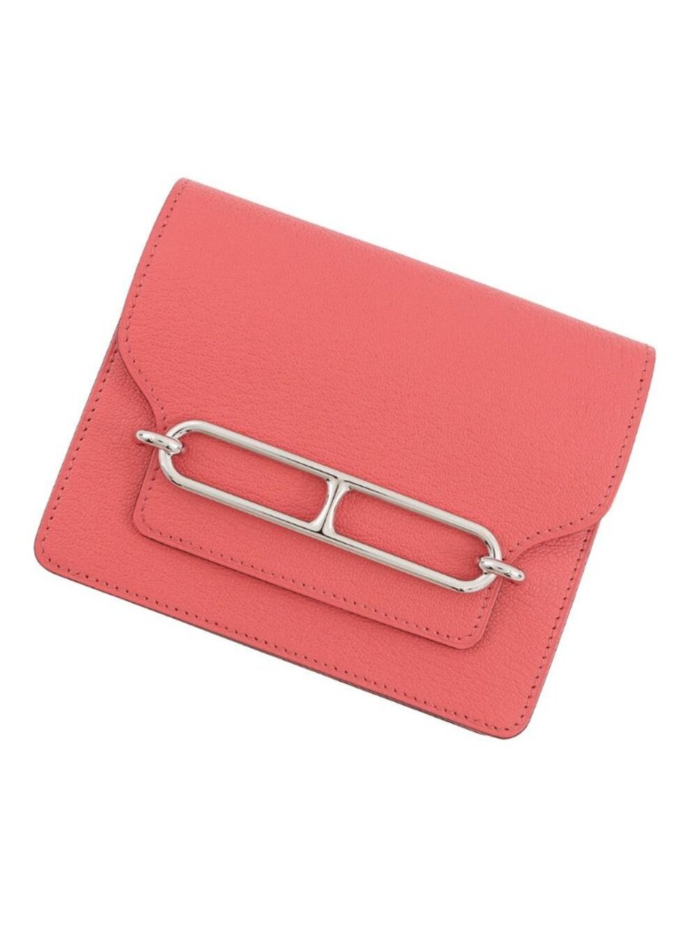 Hermes Wallet Roulis Slim Rose Texas Silver Chevre Mysore